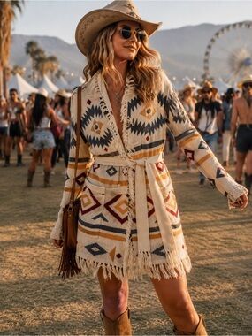 Idyllwind by Miranda Lambert small southwestern fringe colorful sweater festival
